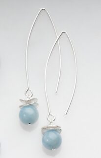 Acorn Double Brushed Petals Earrings with Aquamarine by Chi's Creations at The Avenue Gallery, a contemporary fine art gallery in Victoria, BC, Canada.
