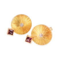 Cognac Sapphire & Diamond Earrings by Bayot Heer at The Avenue Gallery, a contemporary fine art gallery in Victoria, BC, Canada.