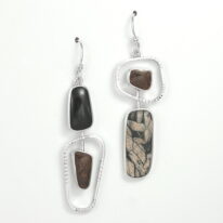 Pinolith, Black Jade & Agate Earrings by Brenda Roy at The Avenue Gallery, a contemporary art gallery in Victoria, BC, Canada.
