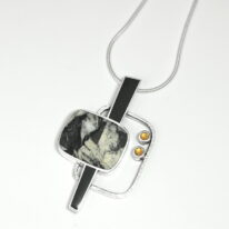 Pinolith, Black Jade & Citrine Pendant by Brenda Roy at The Avenue Gallery, a contemporary fine art gallery in Victoria, BC, Canada.