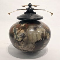 Big Round Vase with Double Top & Gold by Geoff Searle at The Avenue Gallery, a contemporary fine art gallery in Victoria, BC, Canada.