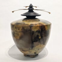 Large Tall Vase with Double Top & Gold by Geoff Searle at The Avenue Gallery, a contemporary fine art gallery in Victoria, BC, Canada.