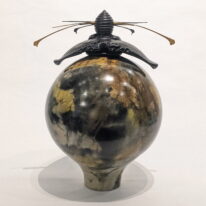 Large Round-Shape Vase with Double Top and Gold by Geoff Searle at The Avenue Gallery, a contemporary fine art gallery in Victoria, BC, Canada.