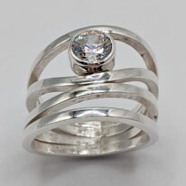 Wind Design Ring with Cubic Zirconia by A & R Jewellery at The Avenue Gallery, a contemporary fine art gallery in Victoria, BC, Canada.
