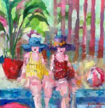 Poolside Platitudes by Angela Morgan at The Avenue Gallery, a contemporary fine art gallery in Victoria, BC, Canada.