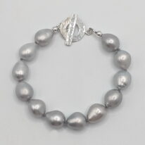 Freshwater Pearls in Soft Grey with Sterling Toggle by Val Nunns at The Avenue Gallery, a contemporary fine art gallery in Victoria, BC, Canada.