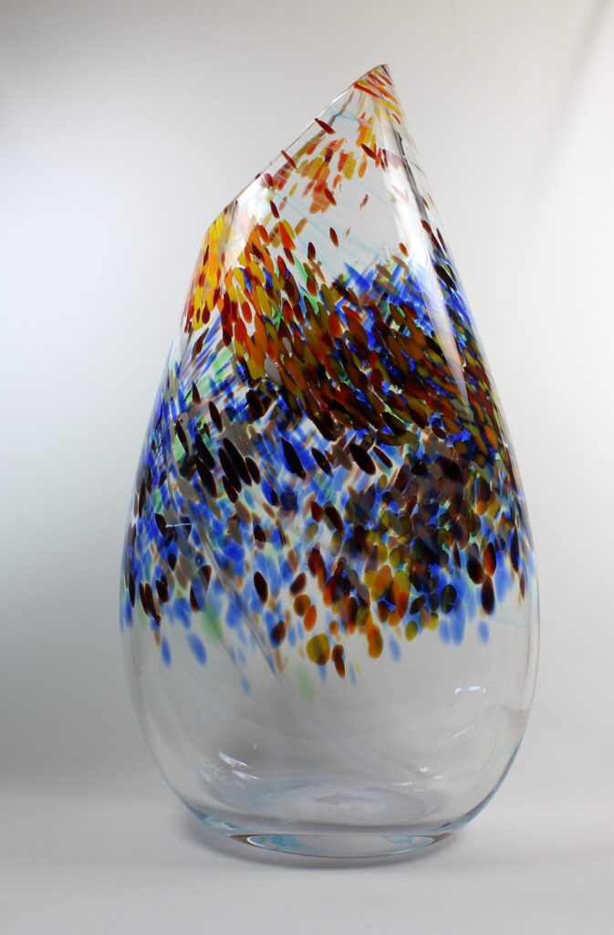 Tall Clear Mixed Frit Vase by Guy Hollington at The Avenue Gallery, a contemporary fine art gallery in Victoria, BC, Canada.