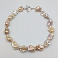 Pink Baroque Pearl Necklace with Sterling Silver Clasp by Val Nunns at The Avenue Gallery, a contemporary fine art gallery in Victoria, BC, Canada.