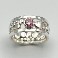 Flat Granules Ring with Pink Topaz by A & R Jewellery at The Avenue Gallery, a contemporary fine art gallery in Victoria, BC, Canada.