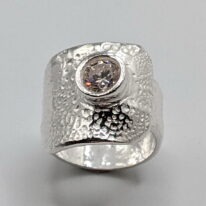 Fine Silver Ring with Cubic Zirconia by Veronica Stewart at The Avenue Gallery, a contemporary fine art gallery in Victoria, BC, Canada.