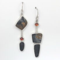 Picasso Jasper & Hessonite Garnet Earrings by Brenda Roy at The Avenue Gallery, a contemporary fine art gallery in Victoria, BC, Canada.