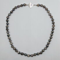 Tahitian Pearl Necklace with Hammered Sterling Silver Toggle Clasp by Val Nunns at The Avenue Gallery, a contemporary fine art gallery in Victoria, BC, Canada.