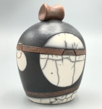 Naked Raku Lidded Jar by Jan Lovewell at The Avenue Gallery, a contemporary fine art gallery in Victoria, BC, Canada.