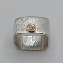 Large Square Stacker Ring with 18kt. Gold & Diamond by Chi's Creations at The Avenue Gallery, a contemporary fine art gallery in Victoria, BC, Canada.