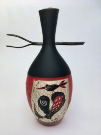 Small Twig Vase 'Serenity' #43 (Red) by Naoko Takenouchi at The Avenue Gallery, a contemporary fine art gallery in Victoria, BC, Canada.