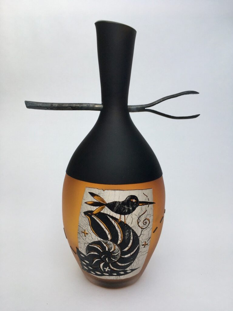 Small Twig Vase 'Ammonite' #36 (Amber) by Naoko Takenouchi at The Avenue Gallery, a contemporary fine art gallery in Victoria, BC, Canada.