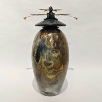 Tall Burnished Vase with Double Top by Geoff Searle at The Avenue Gallery, a contemporary fine art gallery in Victoria, BC, Canada.