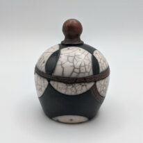 Naked Raku Lidded Jar by Jan Lovewell at The Avenue Gallery, a contemporary fine art gallery in Victoria, BC, Canada.
