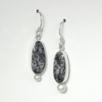 Pinolith & Pearl Earrings by Brenda Roy at The Avenue Gallery, a contemporary fine art gallery in Victoria, BC, Canada.