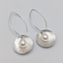 Scribbled Shell with White Pearl Earrings by Chi's Creations at The Avenue Gallery, a contemporary fine art gallery in Victoria, BC, Canada.