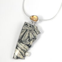 Pinolith, Citrine & Pearl Pendant by Brenda Roy at The Avenue Gallery, a contemporary fine art gallery in Victoria, BC, Canada.