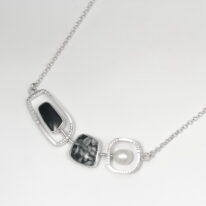 Black Jade, Pinolith & Pearl Necklace by Brenda Roy at The Avenue Gallery, a contemporary fine art gallery in Victoria, BC, Canada.