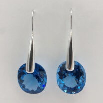Teardrop Bar Earrings with London Blue Topaz by A & R Jewellery at The Avenue Gallery, a contemporary fine art gallery in Victoria, BC, Canada.