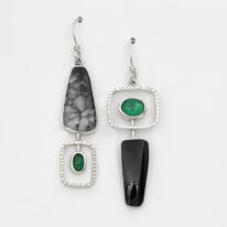 Pinolith, Black Jade & Chrysoprase Earrings by Brenda Roy at The Avenue Gallery, a contemporary fine art gallery in Victoria, BC, Canada.