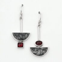 Pinolith & Garnet Earrings by Brenda Roy at The Avenue Gallery, a contemporary fine art gallery in Victoria, BC, Canada.