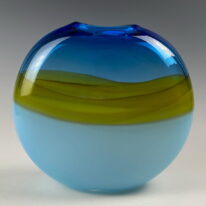 Abstracted Landscape Vase (Blues) by Lisa Samphire at The Avenue Gallery, a contemporary fine art gallery in Victoria, BC, Canada.