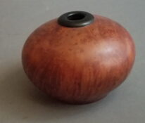 Arbutus Burl Hollow Form with Ebony Blackwood Lip by Robert Wilman at The Avenue Gallery, a contemporary fine art gallery in Victoria, BC, Canada.