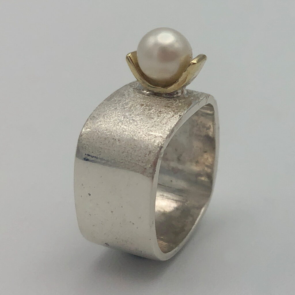 Large Pearl & Gold Stacking Ring by Chi’s Creations at The Avenue Gallery, a contemporary fine art gallery in Victoria, BC, Canada.