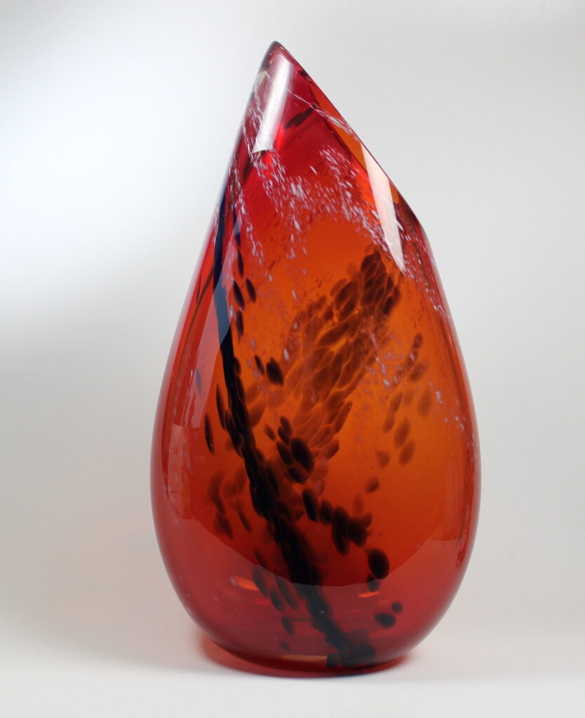 Burnt Orange with White & Deep Blue Violet Vase by Guy Hollington at The Avenue Gallery, a contemporary fine art gallery in Victoria, BC, Canada.