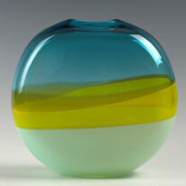 Abstracted Landscape Vase (Copper Blues) by Lisa Samphire at The Avenue Gallery, a contemporary fine art gallery in Victoria, BC, Canada.