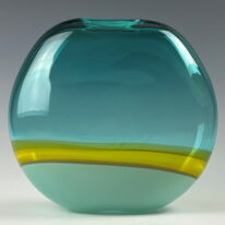 Abstracted Landscape Vase (Teal Greens) by Lisa Samphire at The Avenue Gallery, a contemporary fine art gallery in Victoria, BC, Canada.