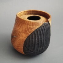 Red Oak Vase with Pewter Inlay by Robert Wilman at The Avenue Gallery, a contemporary fine art gallery in Victoria, BC, Canada.