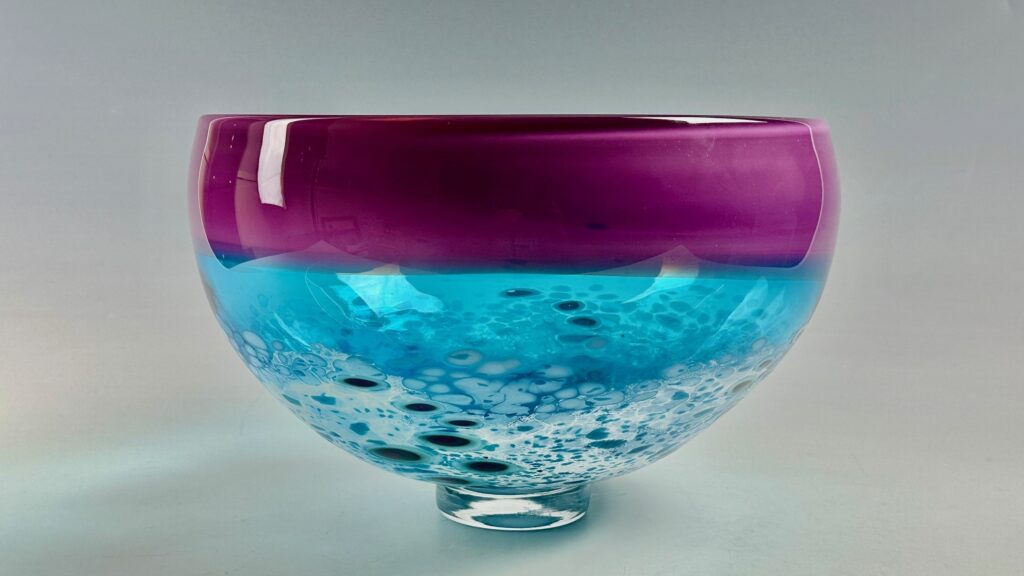 Two-Tone Bowl (Raspberry, Copper Blue) by Lisa Samphire at The Avenue Gallery, a contemporary fine art gallery in Victoria, BC, Canada.
