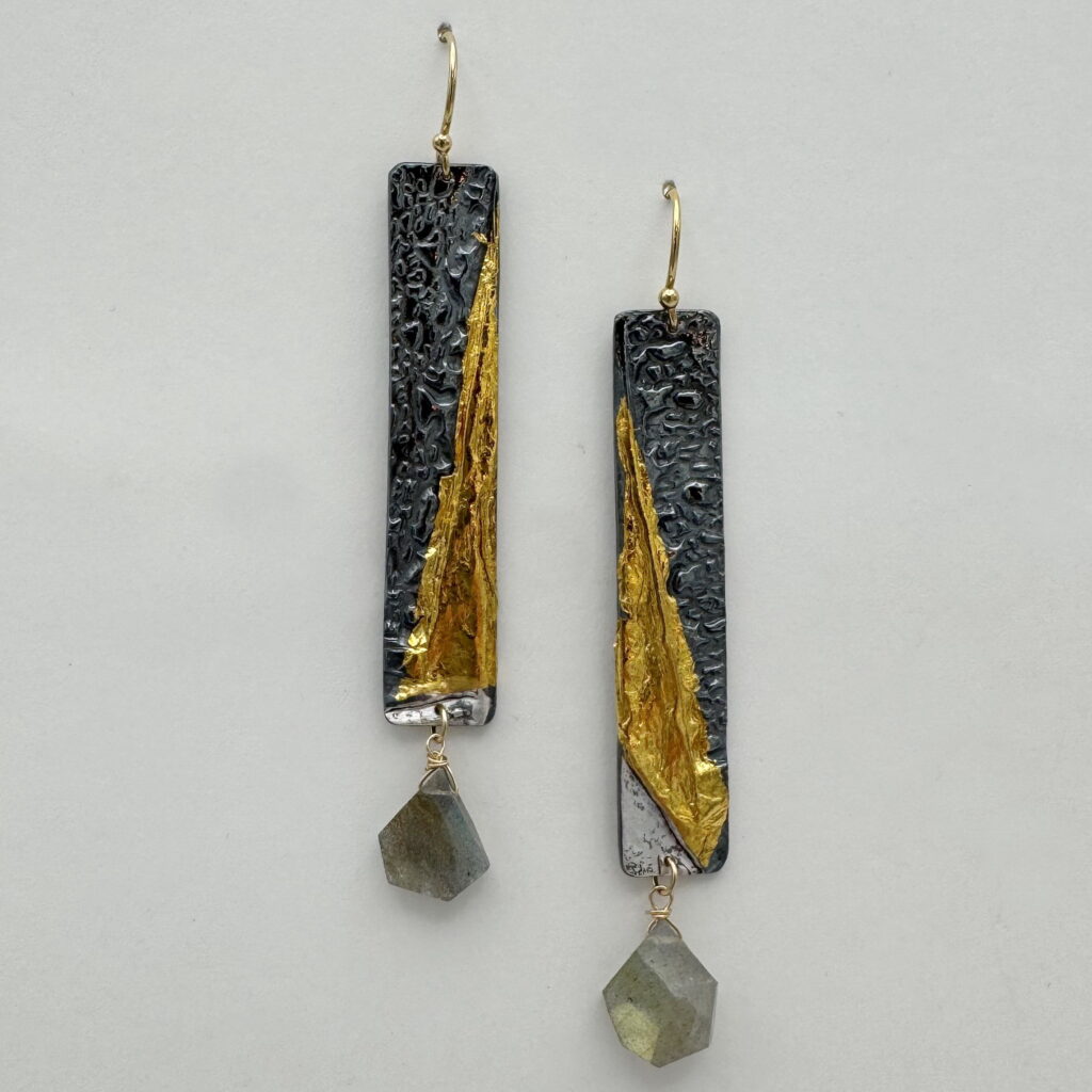 Shard Earrings with Labradorite by Air & Earth Design at The Avenue Gallery, a contemporary fine art gallery in Victoria, BC, Canada.