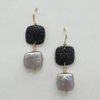 Cubed Earrings with Pearls by Air & Earth Design at The Avenue Gallery, a contemporary fine art gallery in Victoria, BC, Canada.
