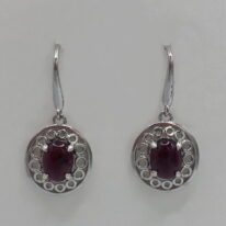 Sterling Silver Earrings with Garnet Cabochon by Val Nunns at The Avenue Gallery, a contemporary fine art gallery in Victoria, BC, Canada.