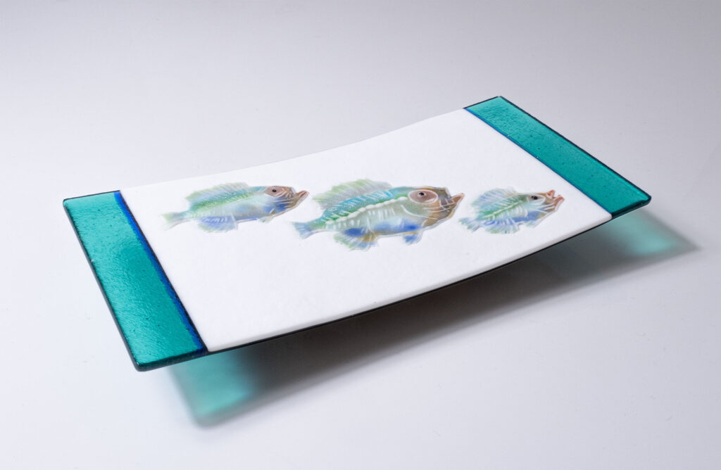 Three Blue Bigeye Sushi Dish by Bob Leatherbarrow at The Avenue Gallery, a contemporary fine art gallery in Victoria, BC, Canada.