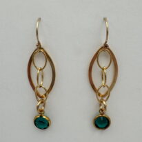 Gold-Fill Earrings with Green Crystals by Veronica Stewart at The Avenue Gallery, a contemporary fine art gallery in Victoria, BC, Canada.