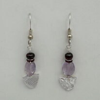 Fine Silver Textured Drops Earrings with Amethyst by Veronica Stewart at The Avenue Gallery, a contemporary fine art gallery in Victoria, BC, Canada.