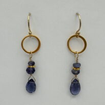 Gold-Fill Earrings with Iolite & Tanzanite by Veronica Stewart at The Avenue Gallery, a contemporary fine art gallery in Victoria, BC, Canada.