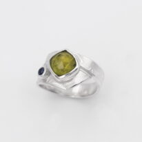 Sterling Silver Ring with Peridot & Sapphire by Brenda Roy at The Avenue Gallery, a contemporary fine art gallery in Victoria, BC, Canada.