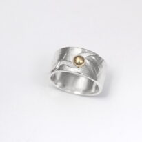 Wavy Ring with Gold Ball by Brenda Roy at The Avenue Gallery, a contemporary fine art gallery in Victoria, BC, Canada.