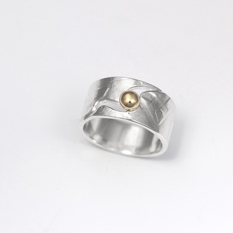 Wavy Ring with Gold Ball by Brenda Roy at The Avenue Gallery, a contemporary fine art gallery in Victoria, BC, Canada.
