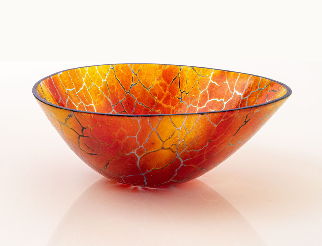 Red Wonky Bowl by Bob Leatherbarrow at The Avenue Gallery, a contemporary fine art gallery in Victoria, BC, Canada.