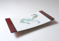 Two Blue Seahorses Sushi Dish by Bob Leatherbarrow at The Avenue Gallery, a contemporary fine art gallery in Victoria, BC, Canada.