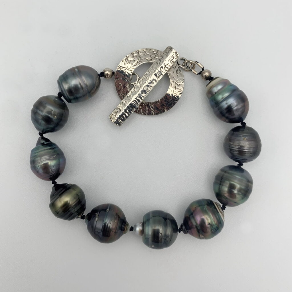Tahitian Pearl Bracelet with Sterling Silver Clasp by Val Nunns at The Avenue Gallery, a contemporary fine art gallery in Victoria, BC, Canada.